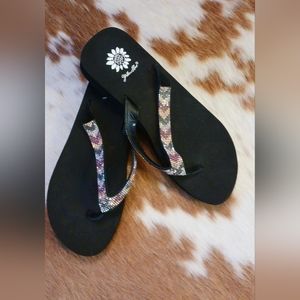 YELLOW BOX FLIP FLOOS BLING sz8